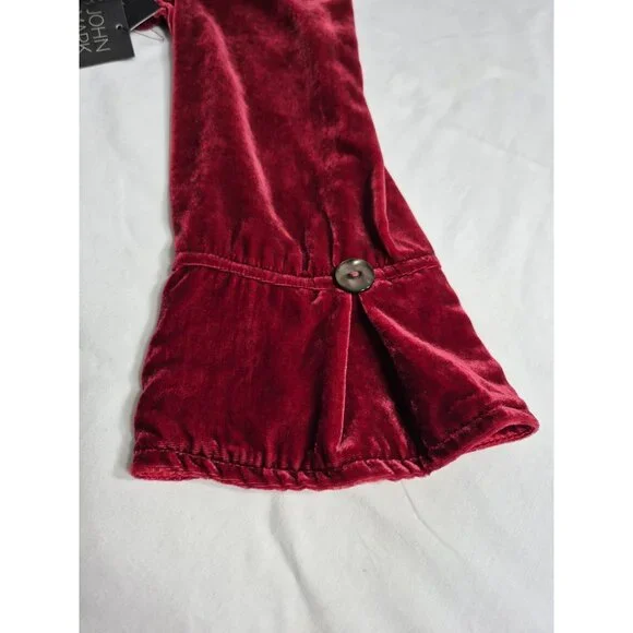 John Mark Women's Shirt Top Size 1X Red ¾ Sleeve Relaxed Fit Velvet Wired (09) - Picture 3 of 12